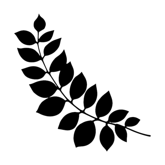 Zweig mit Blättern und Stammsilhouette Vektorillustration