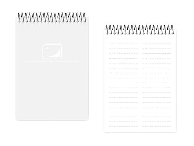 Zweispaltiges spiralförmiges notizbuch-mockup mit gestrichelter linie oben drahtgebundenes notizblock-mockup im a5-format