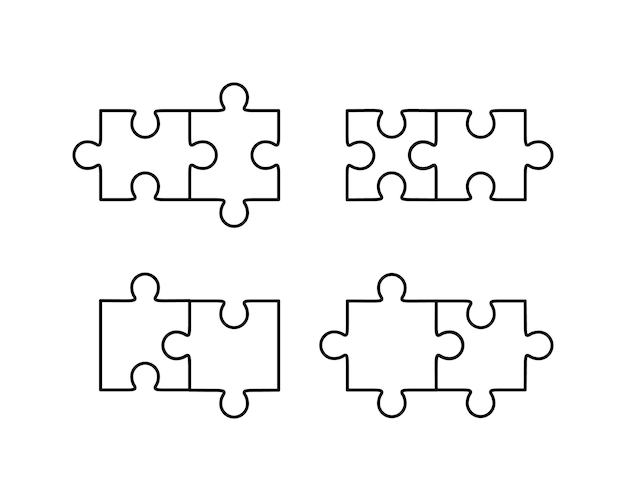 Vektor zweiteiliger flacher puzzle-umriss-set-vektor