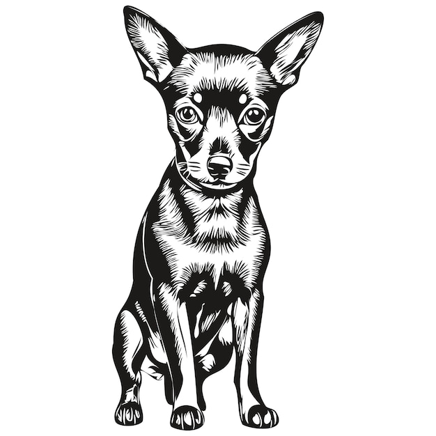 Vektor zwergpinscher hund silhouette haustier charakter clipart vektor haustiere zeichnen schwarz und weiß realistische rasse haustier