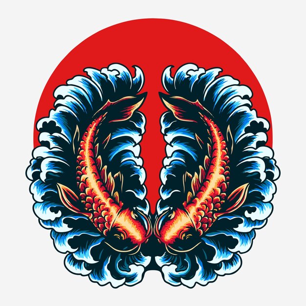 Zwillings-koi-fisch-vektor-illustration