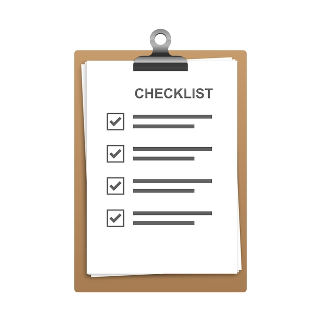 Zwischenablage mit Checkliste