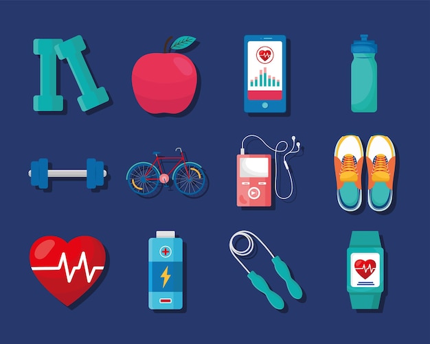 Zwölf Gesundheits-App-Symbole