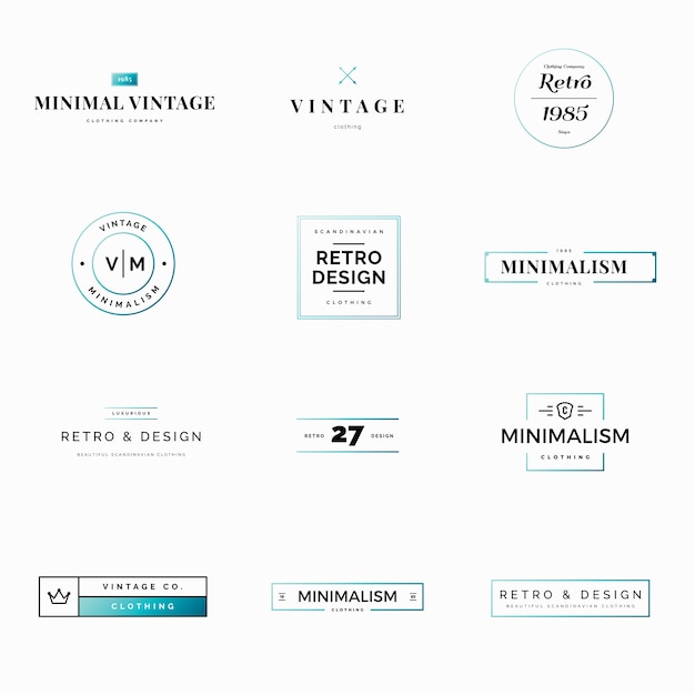 Vektor zwölf minimal vintage und retro-vektor-logos für geschäfte