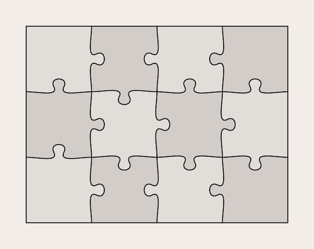 Zwölf miteinander verbundene puzzle-teile infografik-vorlage mit übereinstimmenden teilen teamwerk-konzept