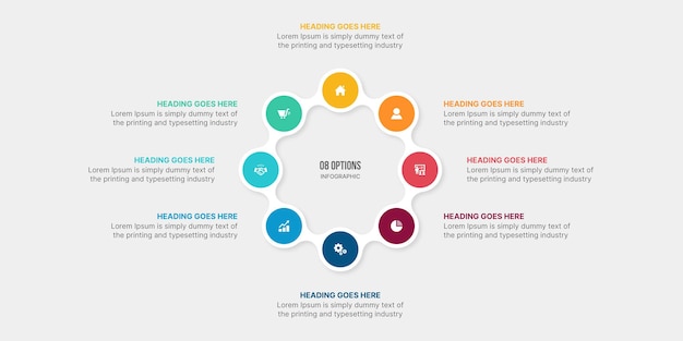 Vektor zyklus-infografik-vorlagendesign mit 8 stufen