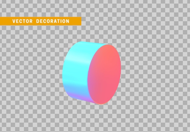 Zylinder 3D-Objekte geometrische Form. Rundholz isoliert mit buntem Hologramm-Chamäleon-Farbverlauf. Vektorillustration
