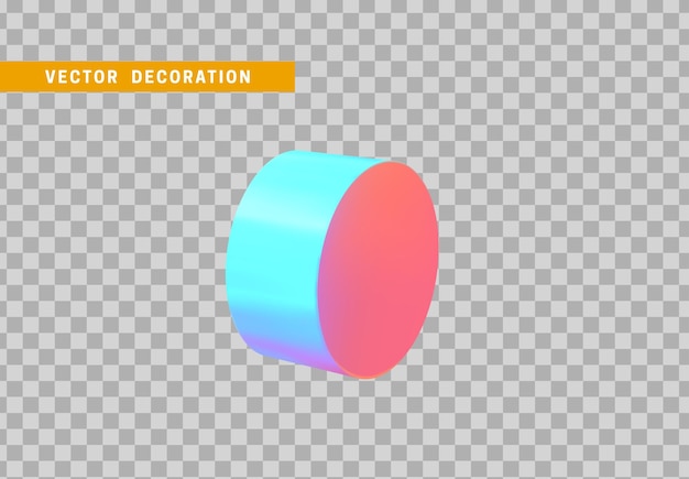 Vektor zylinder 3d-objekte geometrische form. rundholz isoliert mit buntem hologramm-chamäleon-farbverlauf. vektorillustration