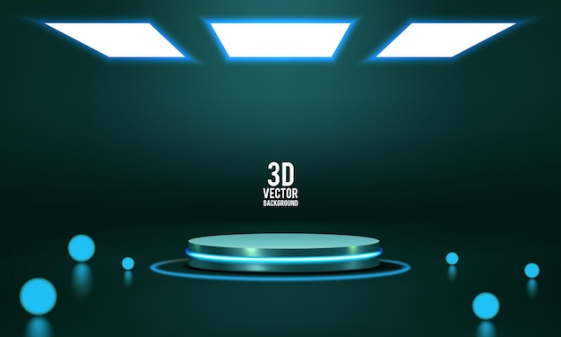 Zylinderpodium mit grünen Neonlichtern