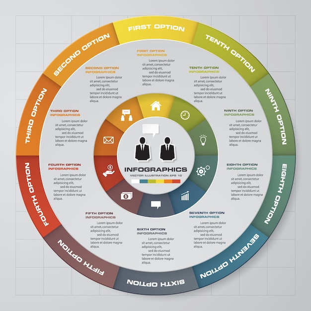 10 steps process. simple&editable abstract design element. vector.
