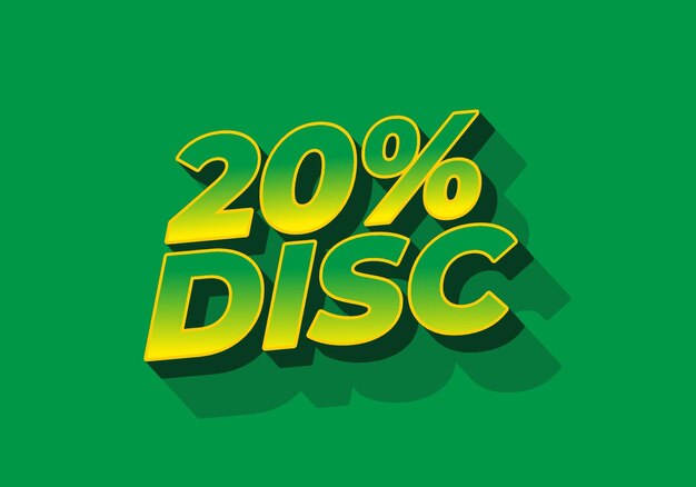20 percent discount text effect in 3d look and good colors