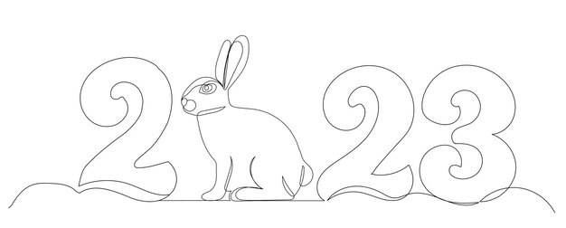2023 rabbit drawing in one continuous line