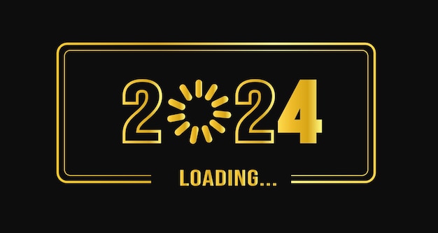 2024 loading bar Progress digital technology golden color background happy new year 2024