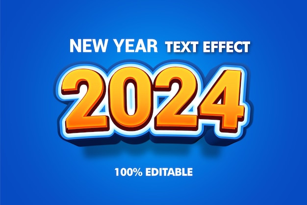 2024 new year metal editable text effect