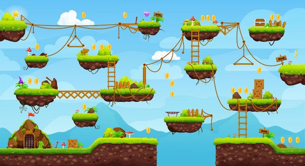 2d arcade game level map interface gui platforms