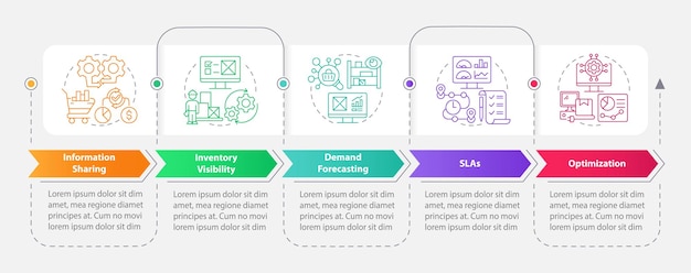 2D vendor management vector infographics template with colorful thin line icons concept data visualization with 5 steps process timeline chart