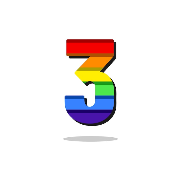 3 Číslo Duhová Barva Logo Design Šablona Inspirace Vektorová ilustrace