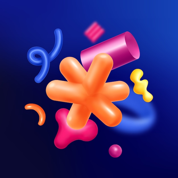 3d abstract shapes in gradient style