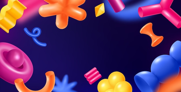 3d abstract shapes in gradient style