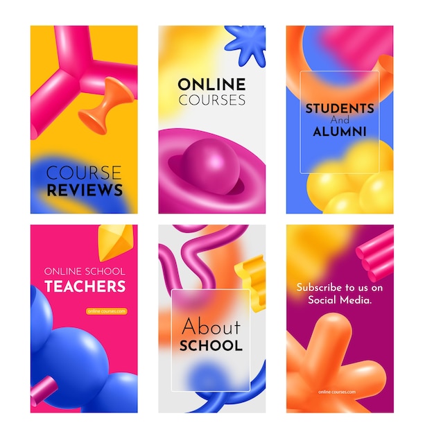 3d abstract shapes in gradient style