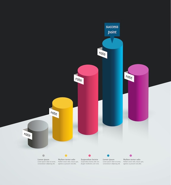 3D Chart graph Simply color editable Infographics elements