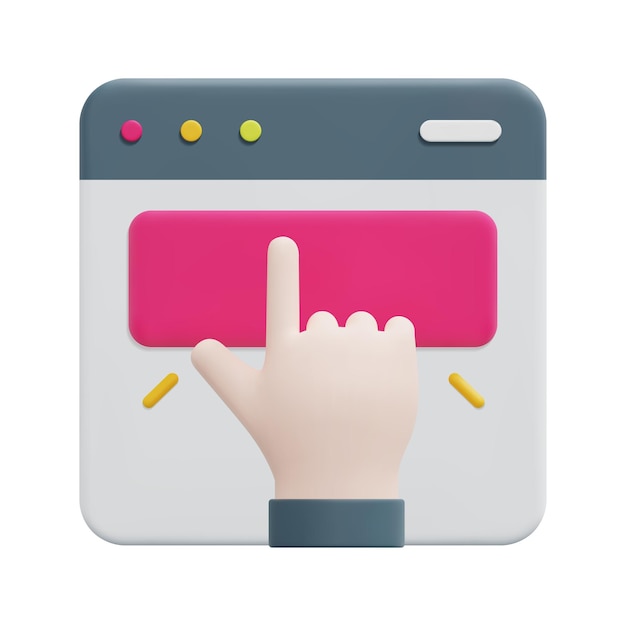 3d clicking on website icon vector Isolated on white background 3d ux and ui concept Cartoon minimal style 3d icon vector render illustration