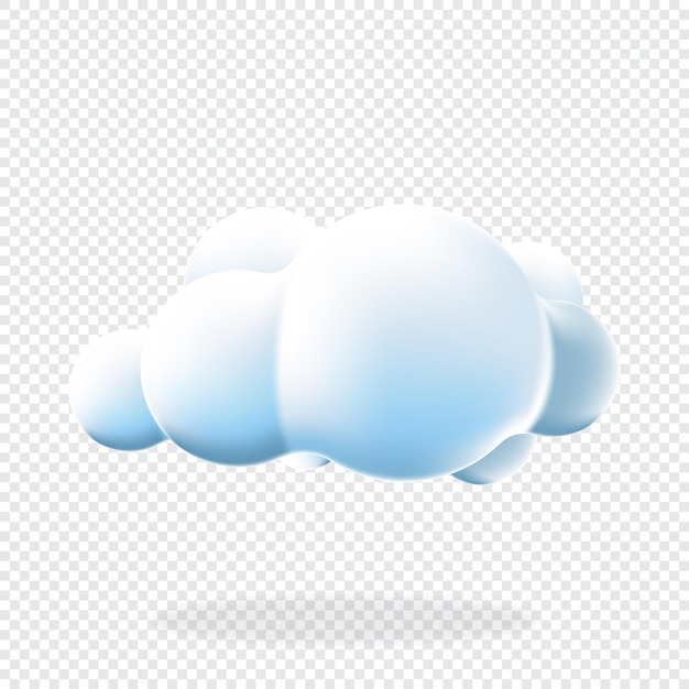 3d cloud isolated background Render soft round cartoon fluffy cloud icon in the blue sky 3d geometric shape 3d plastic cloud Realistic fluffy cloud Vector illustration