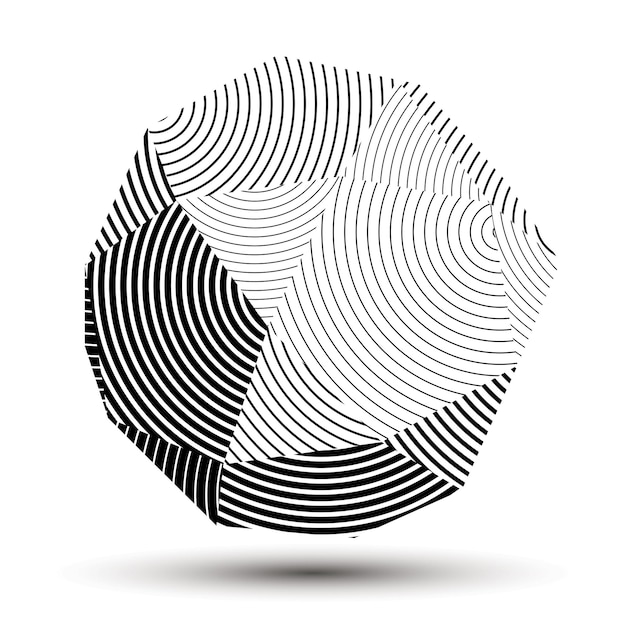 3d contemporary style abstract stripy vector object, cybernetic futuristic form. technology idea.