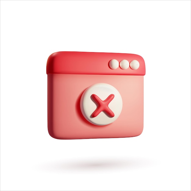 3d decline x cross icon realistic vector illustration. negative result, decision, error.