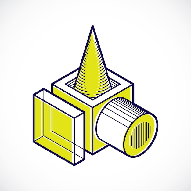 3d design, abstract vector dimensional cube shape.