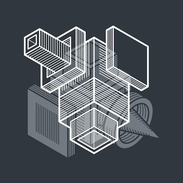 3D design, abstract vector dimensional cube shape.