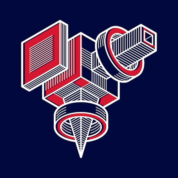 3D design, abstract vector dimensional cube shape.