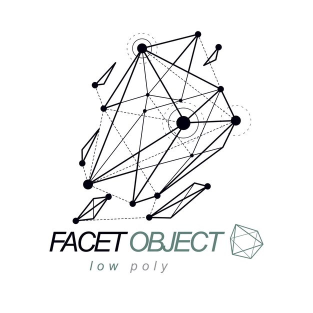 3d design, abstract vector faceted shape. technology and science conceptual emblem.