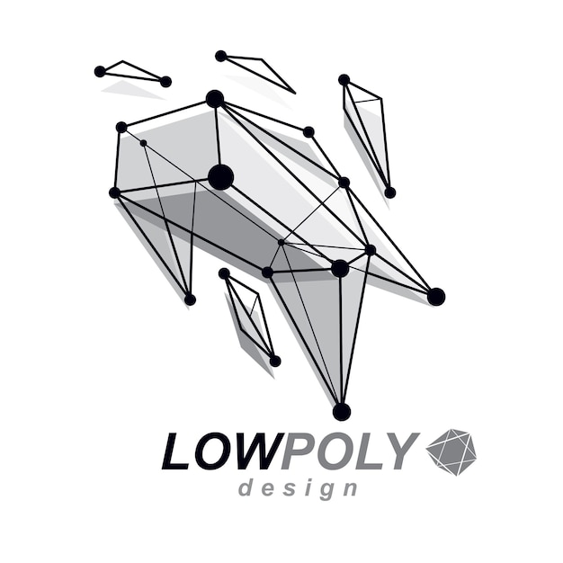 3d design, abstract vector faceted shape. Technology and science conceptual emblem.