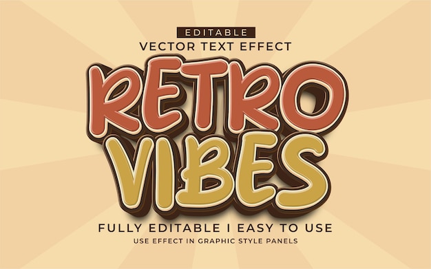3d editable retro vibes text effect typography style template