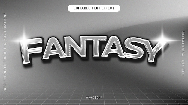 3d editable text effect gradient grainy chrome fantasy vector