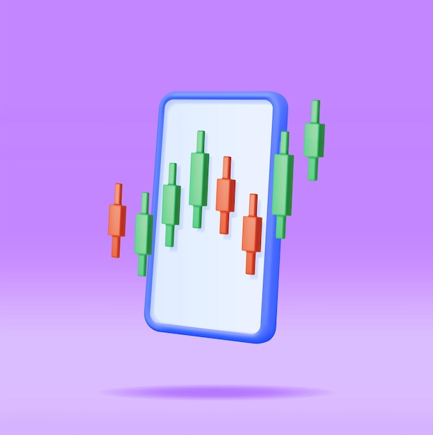 3D Growth Stock Diagram on Mobile Phone