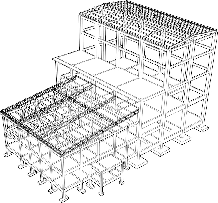 Vektor 3d ilustrace průmyslové budovy