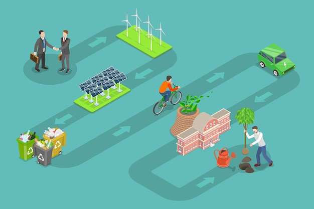 3D Isometric Flat Vector Conceptual Illustration of Green Deal