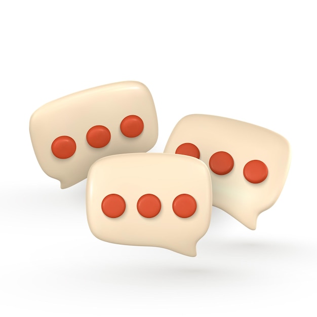 3d message notification icon cute minimal speech bubble with dots vector illustration