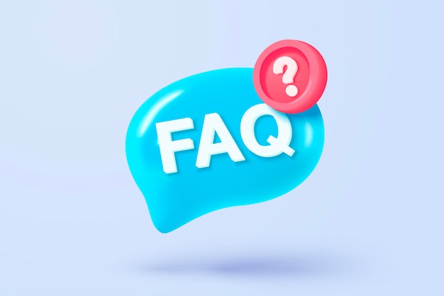 3d question answer sign or problem icon speak bubbles question mark sign or ask FAQ and QA answer solution information 3d answer speech bubbles icon vector render illustration