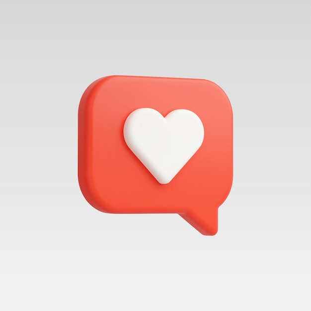 3d Realistic Like icon or Message Heart vector illustration