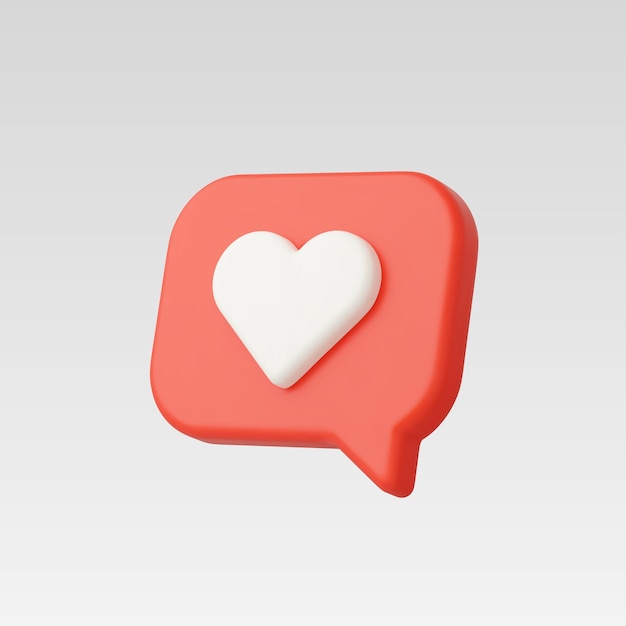 3d Realistic Like icon or Message Heart vector illustration