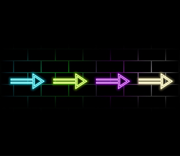 3d rendering abstract minimalist geometric background neon arrow turning right glowing in the dark l