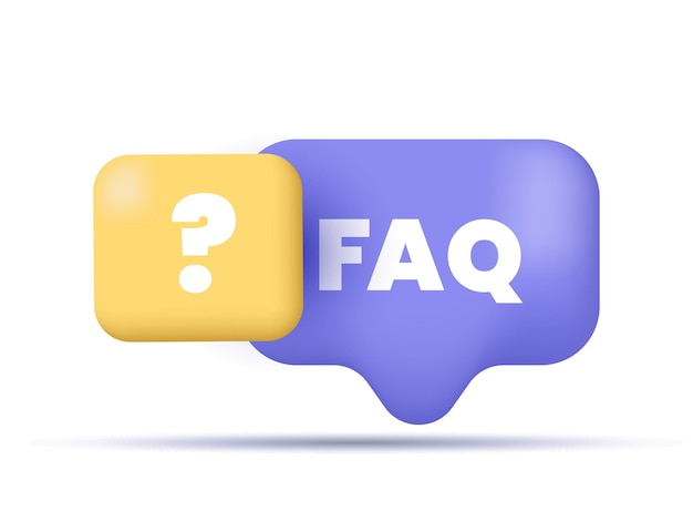3D renderování ikony ilustrace často kladené otázky FAQ banner počítač