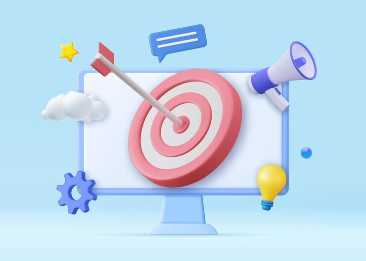 Vektor 3d seo optimalizace a smm koncept