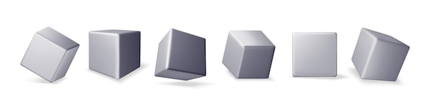 3d set of cube icons with shadow isolated on white