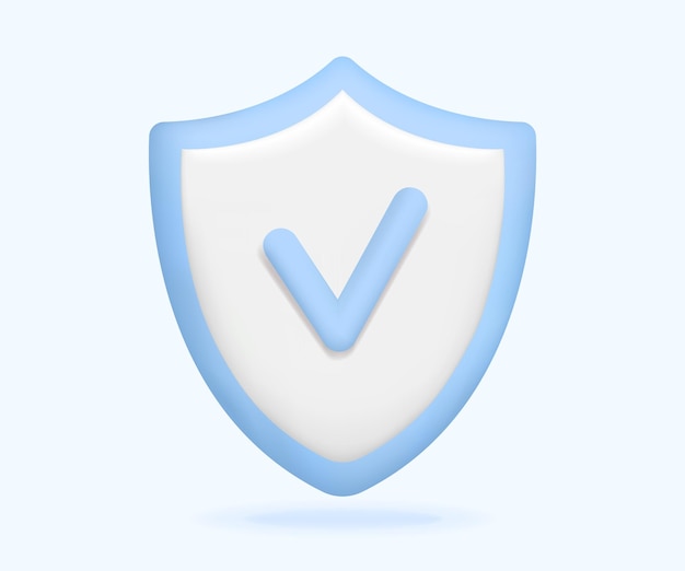 3d shield with checkmark icon security protection defense guarantee insurance symbol