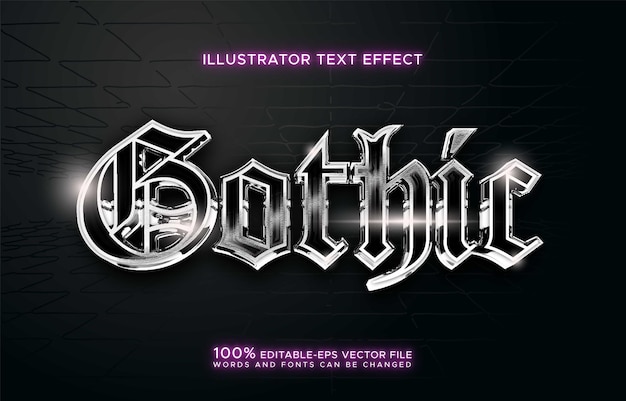 3d silver gothic text effect