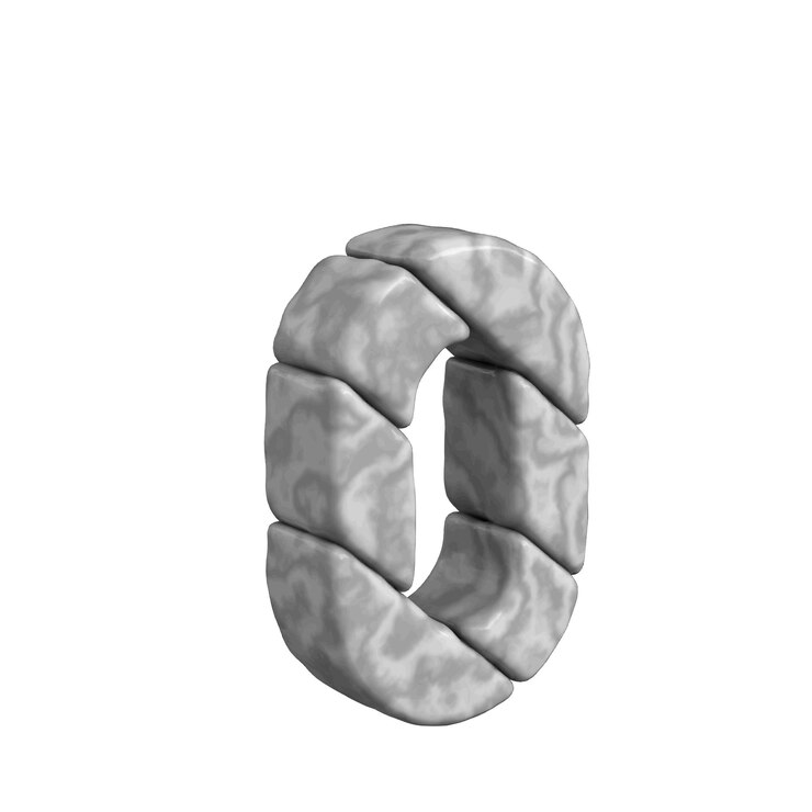 Vektor 3d symbol vyrobený z mramoru, číslo 0